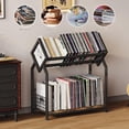 thumbnail image 4 of 2-Tier Vinyl Record Storage Holder with Dividers, 300 LPs Capacity, Stylish Display Rack for Records, Books, Magazines, 4 of 7