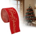 thumbnail image 2 of Ngheia Red Christmas Ribbon, 8.3Cm Flocked English Lettering., Festival Decorative Ribbons and Happiness Packaging Wrapping Wedding Decoration Pack, 1 Roll of Ribbon, 2 of 7