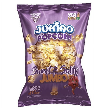 Jukiao Sweet and Salty Popcorn Jumbo Size, Non-GMO Corn, 7 oz Bag