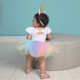 thumbnail image 7 of 3PCS Newborn Baby Girls 1st Birthday Romper Tutu Skirt Tulle Fluffy Princess Dress Unicorn Party Clothes, 7 of 7