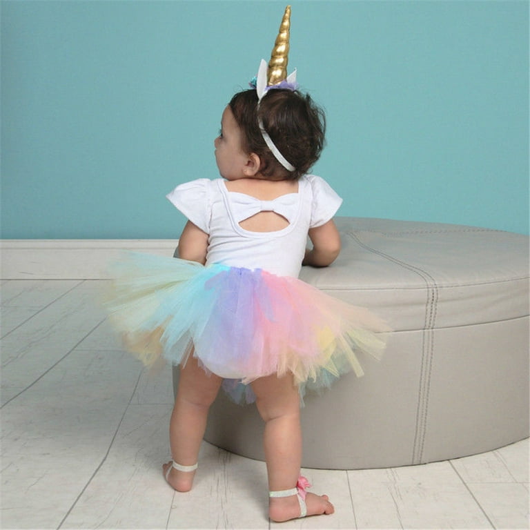3PCS Newborn Baby Girls 1st Birthday Romper Tutu Skirt Tulle