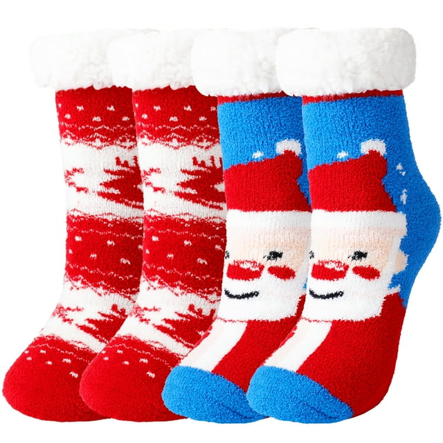 Christmas Socks Nonslip Printed Slipper Socks Fuzzy Socks Crew Socks for Women