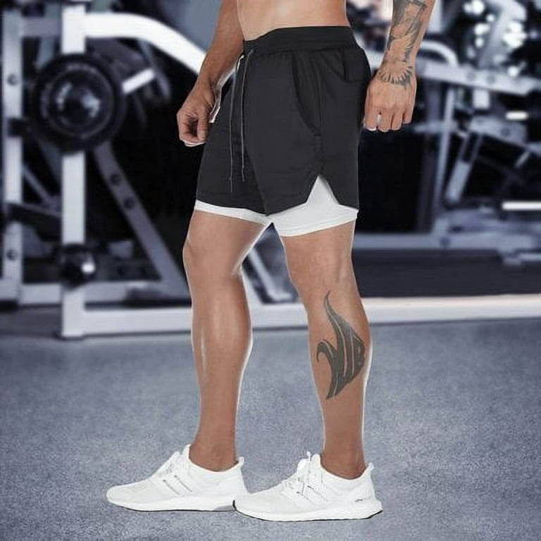 Men's 2-in-1 Workout Running Shorts, 7 Athletic Gym Training Shorts, Yoga  Sports Shorts with Pockets
