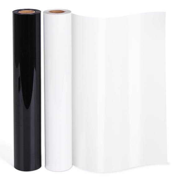 Lya Vinyl 30FT Heat Transfer Vinyl Bundle - 2 Rolls 12INCH x 15FT Black & White HTV Iron on Vinyl for Cameo and Heat Press Machines