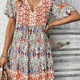 thumbnail image 5 of Scacto Women Summer Dresses Short Sleeves V-Neck Ruffle Floral Flowy Boho Dress Mini Short Beach Vacation Sundress, 5 of 6