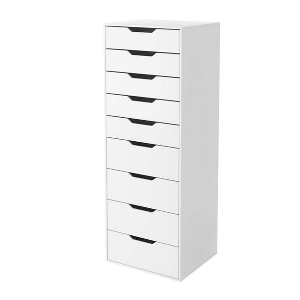 Homfa White Chest of 9 Drawers, Wooden Tall Storage Dresser
