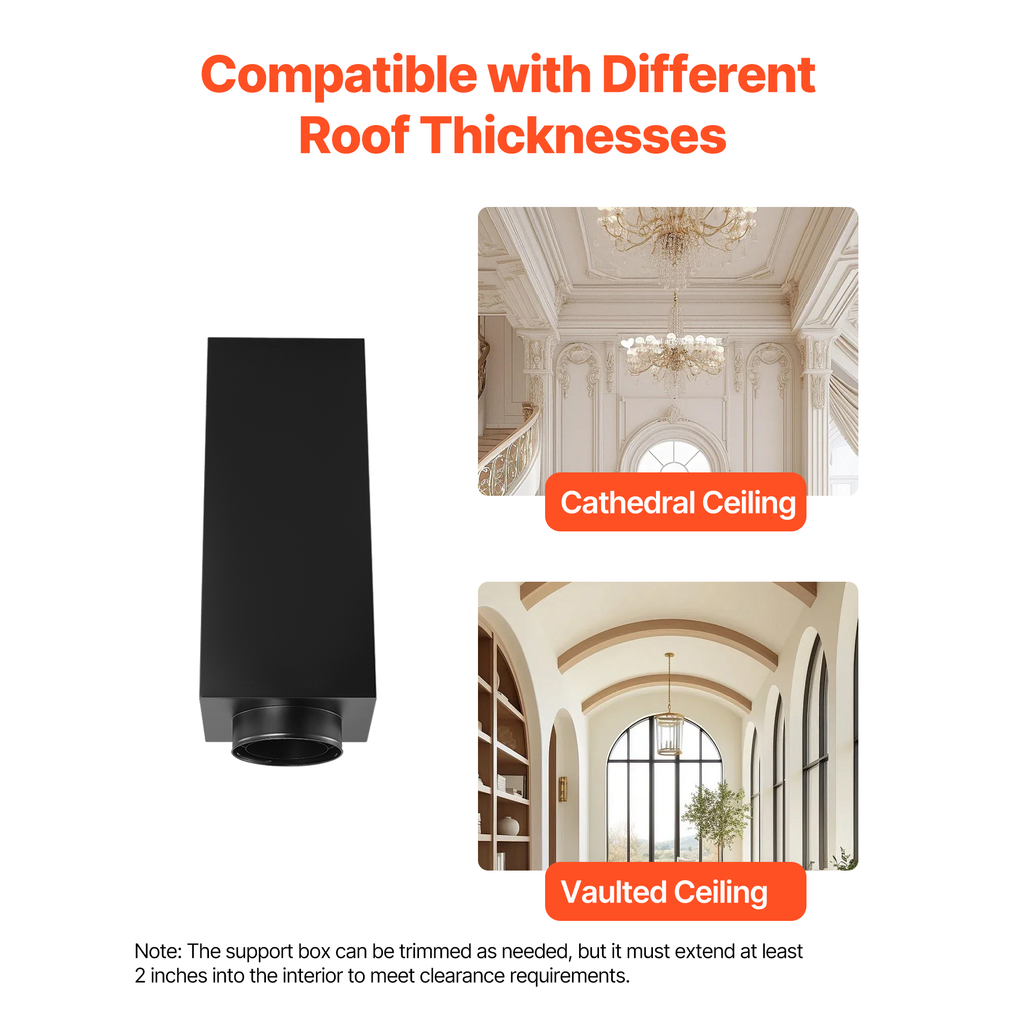 KFFKFF 6-Inch Chimney Pipe Wall Kit, Stainless Steel Through-Wall Installation Kit with Rain Cap and Roof Flashing for 30-45 Degree Roof Angles (Excludes Straight Pipe)