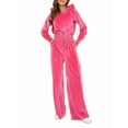 thumbnail image 2 of Women'S Solid Color Zip Up Hoodie and Drawstring Pants Two Piece Set Fashionable Rose Red M, 2 of 9