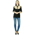 thumbnail image 6 of Phagun Women's Summer Short Tunic 3/4 Sleeves Button Top Sequins Yoke Casual Blouse, 6 of 7