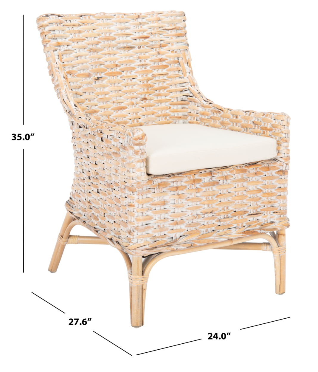 SAFAVIEH Cristen Rattan Parson Chair w/ Cushion, Natural White