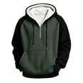 thumbnail image 6 of FchengtaiS Mens Waffle Knit Textured Hoodies Sherpa Lined Raglan Sleeve Sweatshirts Colorblock Pullover Tops for Fall Winter, 6 of 8