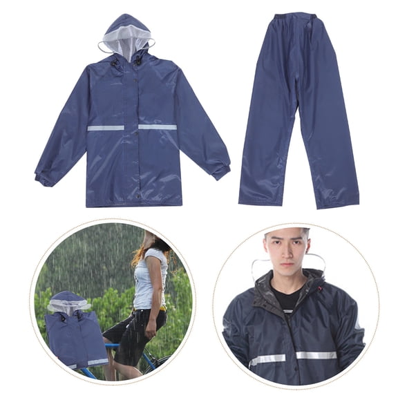 SOPOTUTU Rain Coats For Women Rain Suit Navy 1 Set