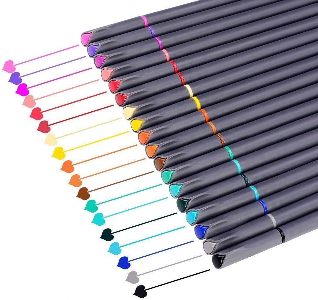RosyLife Fineliner Color Pen Set,0.38mm Colored Fine Line Point,Assorted Colors,10-Count 