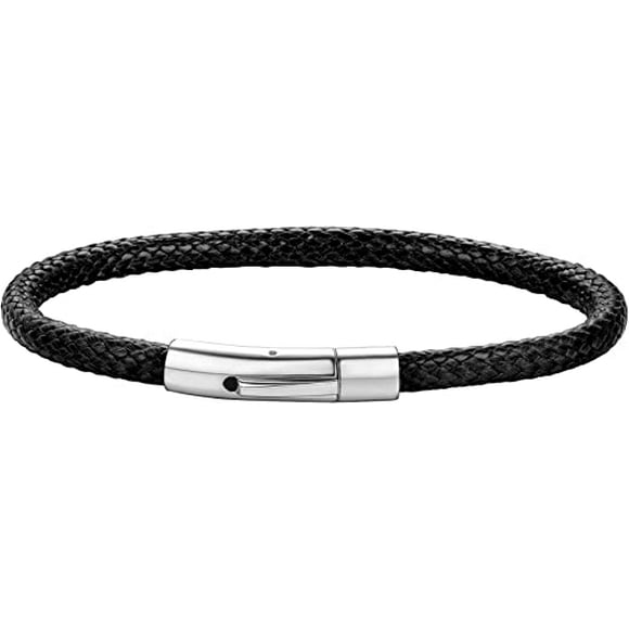 Braided Leather Bracelets for Men Bangle Bracelets, Personalized Mens Leather Bracelet with Custom Beads, 21CM