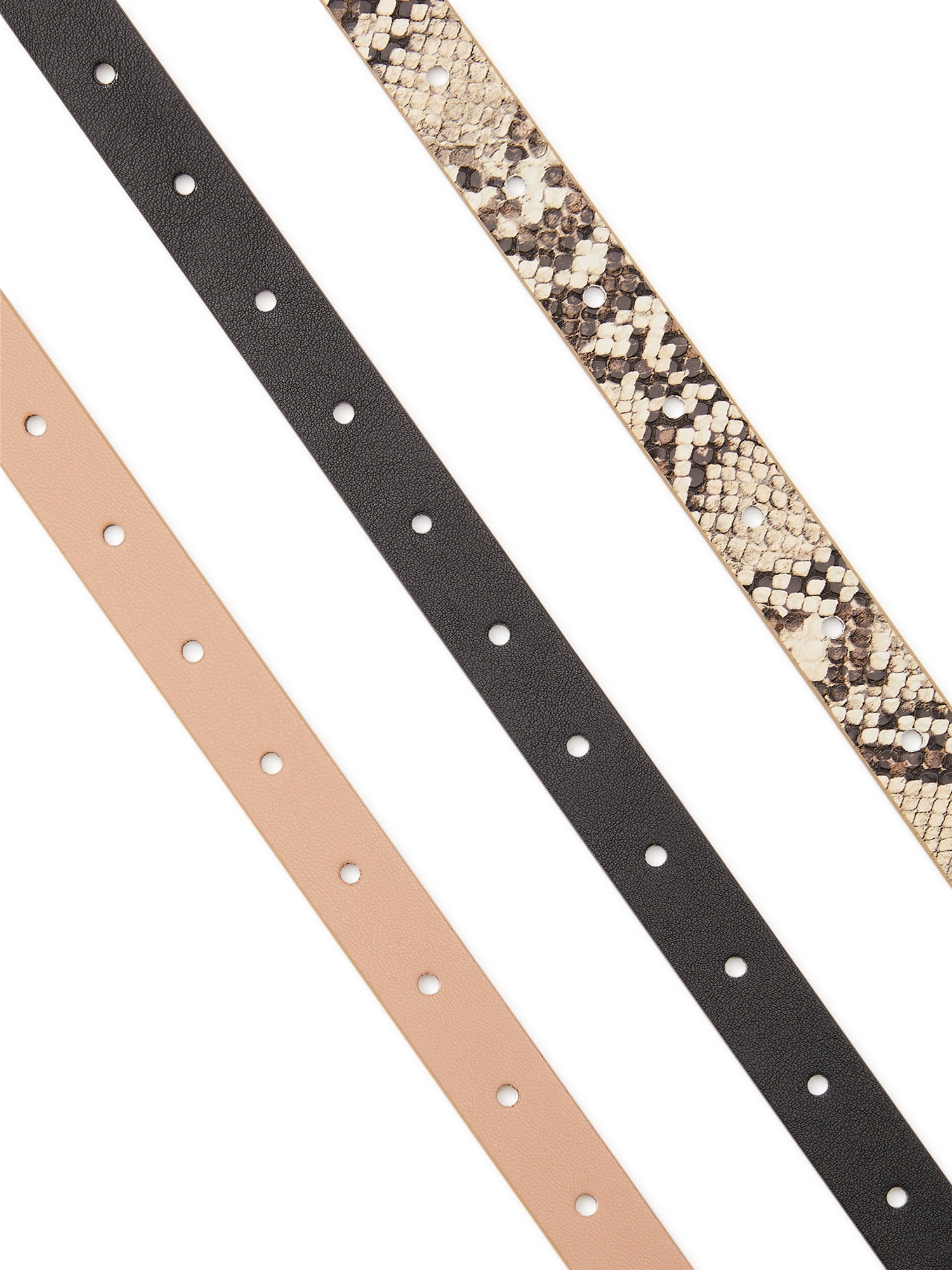 Madden NYC Women's 3 for 1 Belt Set, Black/Tan/Snake Print