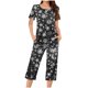 thumbnail image 2 of Puntoco Ropa de dormir para mujer Conjunto de pijama con estampado navideño, cuello redondo, botones, manga corta y pantalón con bolsillos y cintura elástica, 2 of 5