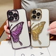 thumbnail image 5 of Compatible for iPhone 14 Pro Max Case with Luxury Glitter Cute Butterfly Plating Design Aesthetic Women Teen Girls Phone Cases Camera Protection Shockproof Cover-Silver, 5 of 12