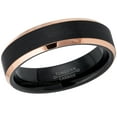 thumbnail image 2 of 2-Tone Tungsten Wedding Ring - Band for Mens & Womens- 6mm Beveled Edge Tungsten Ring - 2-Tone Black & Rose Gold Tungsten Band, 2 of 5