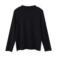 thumbnail image 4 of Povozer Girls Cotton Long Sleeve Shirts Toddler Soft Basic T-Shirts Top(Black,6-7Y), 4 of 4
