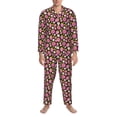 thumbnail image 3 of Salouo Strawberry Print Button-Front Long Sleeve Pajama Set for Men, Soft 2Pjs Men's Long Sleeve Sleepwear-XX-Large, 3 of 7