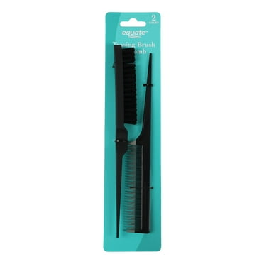 Equate Teasing Brush and Comb to Add Volume and Texture to Hair, Black (2 Count)
