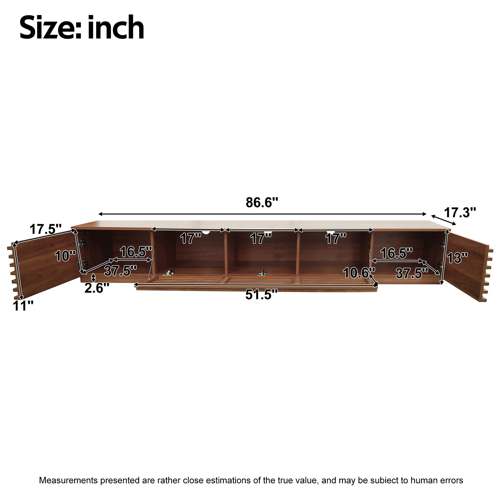 TV Stand for TVs up to 90 Inch, Entertainment Center with Slatted Doors & Cable Management, Media Console with Soft-Close Hinges for Living Room