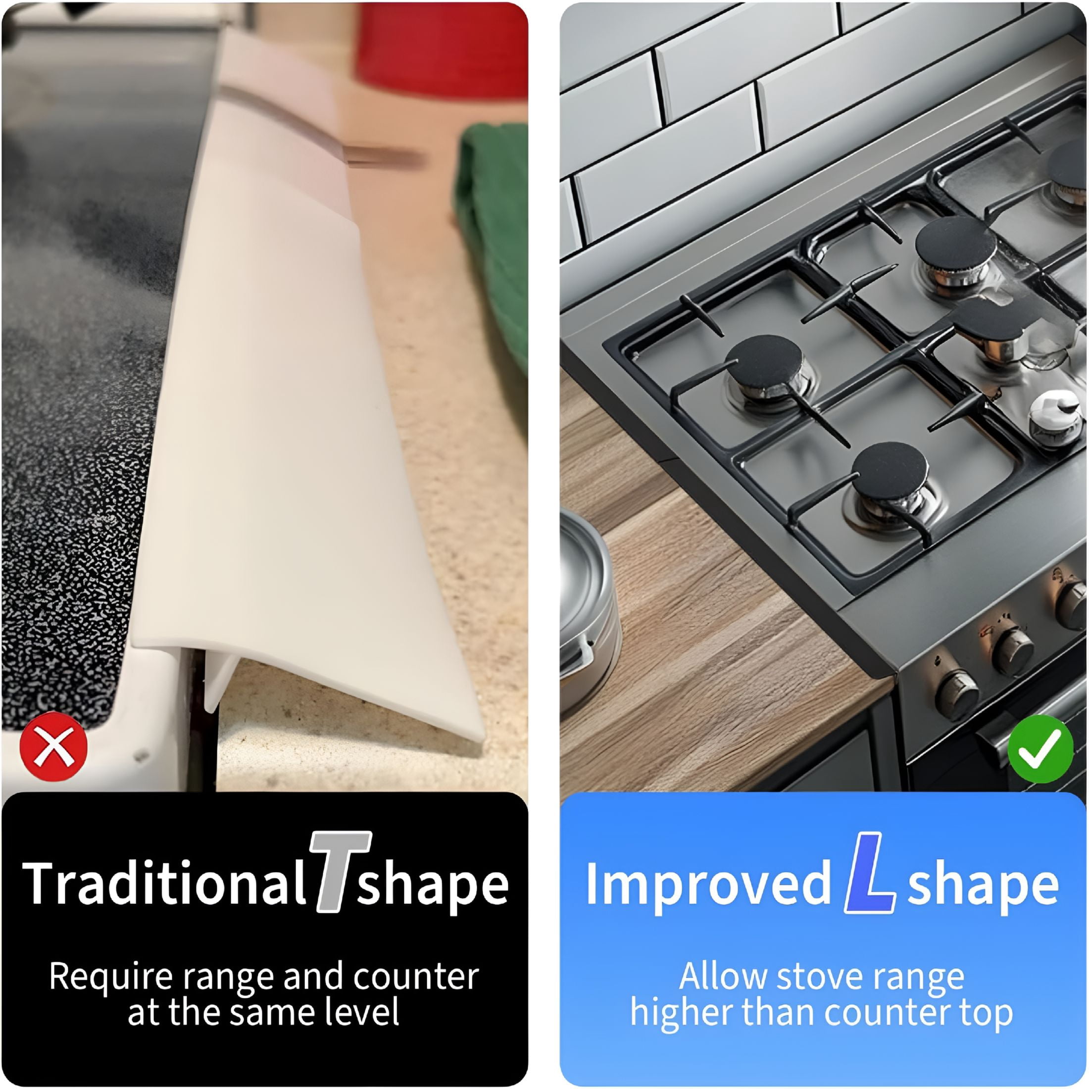 HIBIBUD Stainless Steel Stove Gap Cover (2 Pack,Black),Stove Gap Filler for Kitchen,Range Trim Kit,Heat Resistant with Easy Clean,Adjustable Length 13.8″ to 27.5″