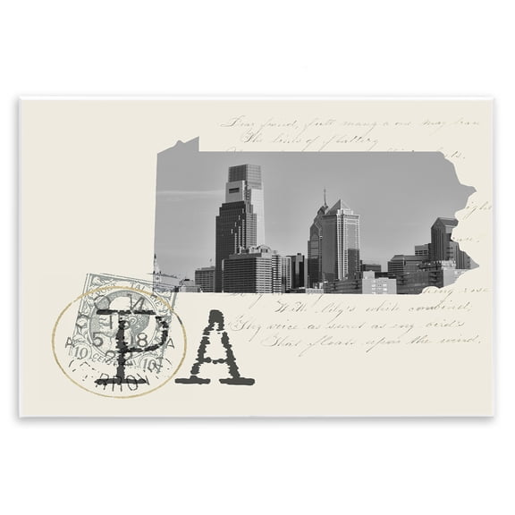 Stupell Industries Victorian Pennsylvania Black and White Photograph on Cream Paper Postcard Wall Plaque Art, 15 x 10, by Lil' Rue