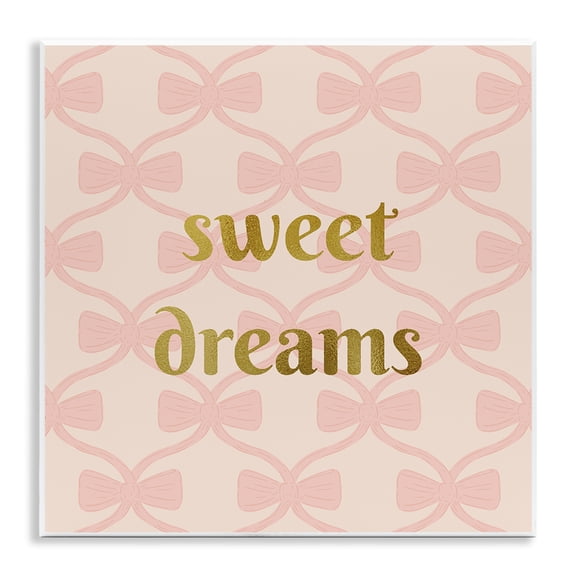 Stupell Industries Pastel Bows & Sweet Dreams Quotes and Sayings Painting Unframed Art Print Wall Art, 12 x 12