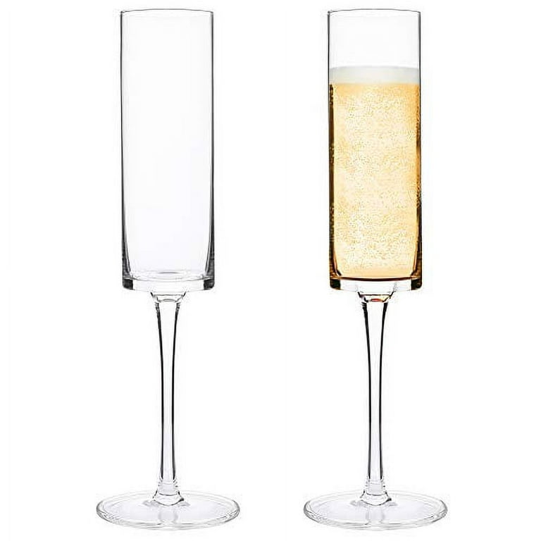 JoyJolt Amara High End Crystal Champagne Glasses, Champagne Flute Glasses,  Set of 2 Champagne Flutes glass, 6-Ounce Ultra Clear Crystal Champagne