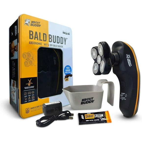 Bald Buddy Head Shaver for Bald Men, Water-Resistant, Replaceable Head, Rechargeable, Electric, Cordless, Ergonomic