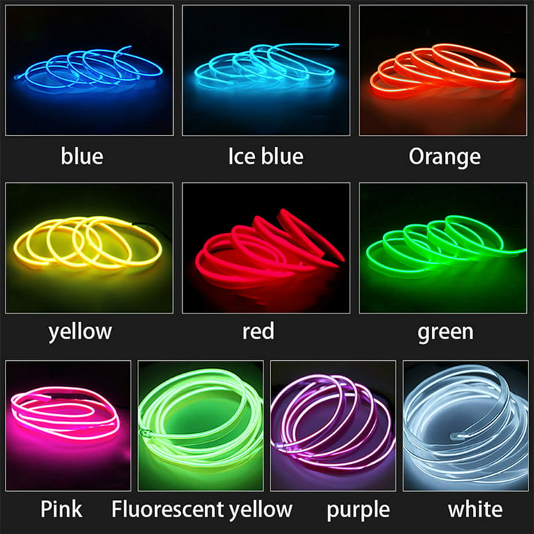 LED EL Wire Neon Glow String Strip Light Rope Controller Car Atmosphere  Light 