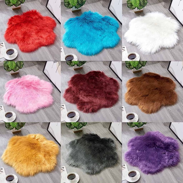 Vaidha Wool Imitation Sheepskin Rugs Faux Non Slip Bedroom Carpet Mats