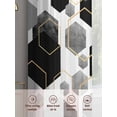 thumbnail image 6 of Black Grey Sheer Curtains 63 Inch Length 2 Panels Set, Geometric Gold White Hexagon Modern Voile Window Treatment Rod Pocket Curtains Sheers Drapes for Bedroom/Living Room/Kitchen 52x"63"x2, 6 of 7