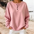 thumbnail image 2 of SuTry Women's Henley Sweatshirt Crew Neck Button Down Long Sleeve Pullover Drop Shoulder Relaxed Fit Casual Everyday Wear Top, 2 of 5