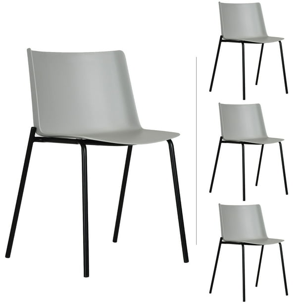Set 4 Sillas Colombo Plastico y Base Metal para Hogar, Jardin, Oficina Mundo In Noto