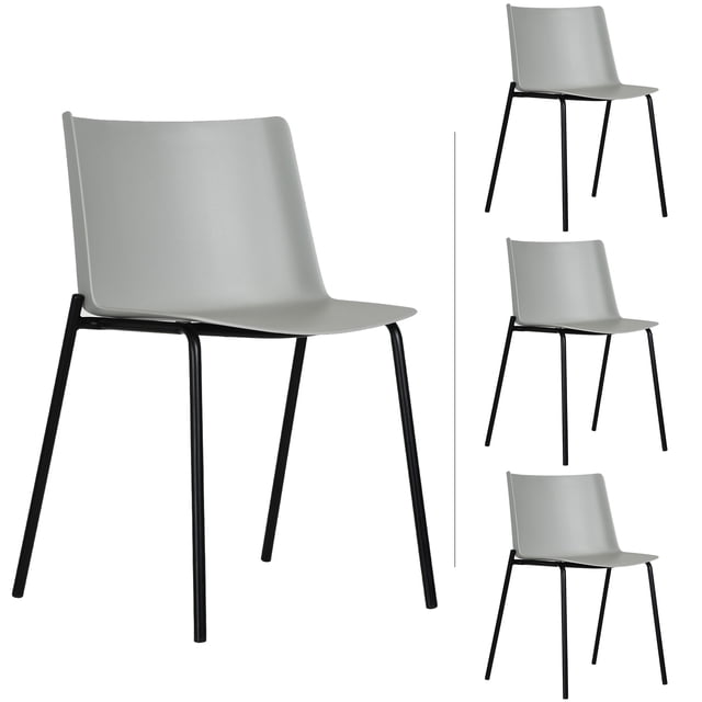 Set 4 Sillas Colombo Plastico y Base Metal para Hogar, Jardin, Oficina Mundo In Noto
