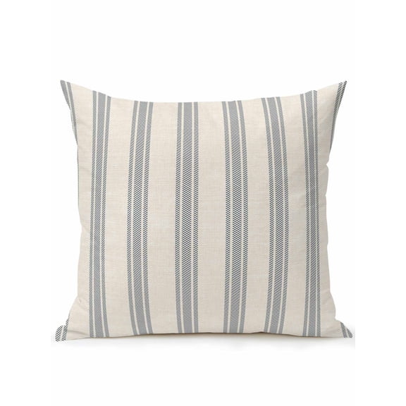 Waterproof Outdoor Throw Pillows with Inserts 16"x16", Blue Striped Soft Decorative Pillowcases for Couch Bedroom, Modern Farmhouse Stripes Rustic Pillow Covers for Sofa Living Room