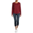thumbnail image 3 of Time and Tru Women's Hacci Round Neck Long Sleeve T-Shirt, 3 of 5