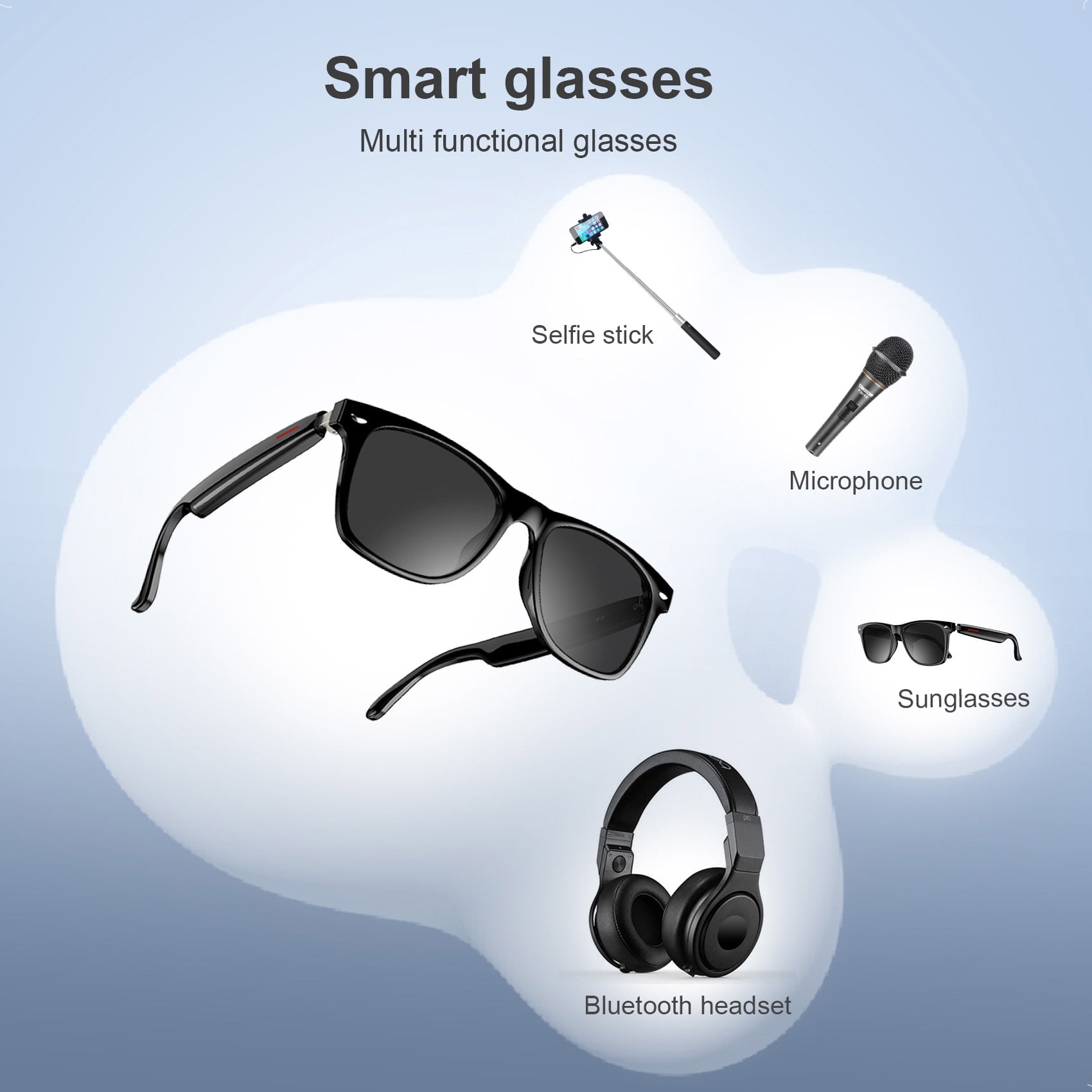 Blackview Smart Glasses Wireless Bluetooth, Fashion Sunglasses for Office, Outdoor Sports, Unisex Smart Glasses for Men and Women, Music Playback, Hands-free Calling