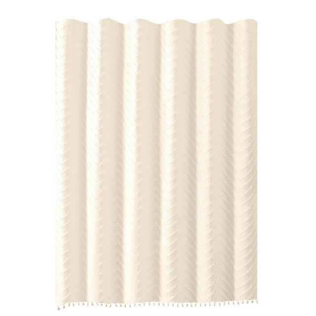 Ensemble de Rideau de Douche Boho avec Pompons et 12 Crochets pour Salle de Bain 72 Po x 72 Po Tissu Texturé 100 % Polyester