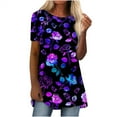 thumbnail image 2 of QLEICOM Summer Short Sleeve Tunic Tops for Women, High Low Hem Vintage Print Shirts Loose Pullover T-shirt, Plus Size Round Neck Print Tops, Tees & Blouses for Girls S-2XL, 2 of 4