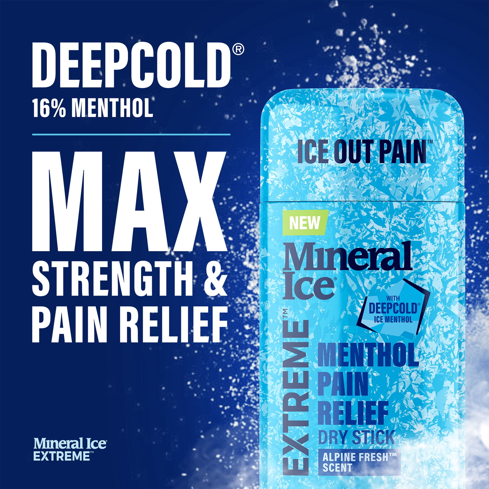 Mineral Ice® Extreme™ Maximum Strength Deepcold® Pain Relief Dry Stick with 16% Menthol, Alpine Fresh Scent