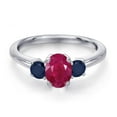 thumbnail image 3 of Gem Stone King 925 Sterling Silver Red Ruby and Blue Sapphire Engagement Ring for Women | 1.44 Cttw | Oval 7X5MM | Gemstone July Birthstone | Size 9, 3 of 6