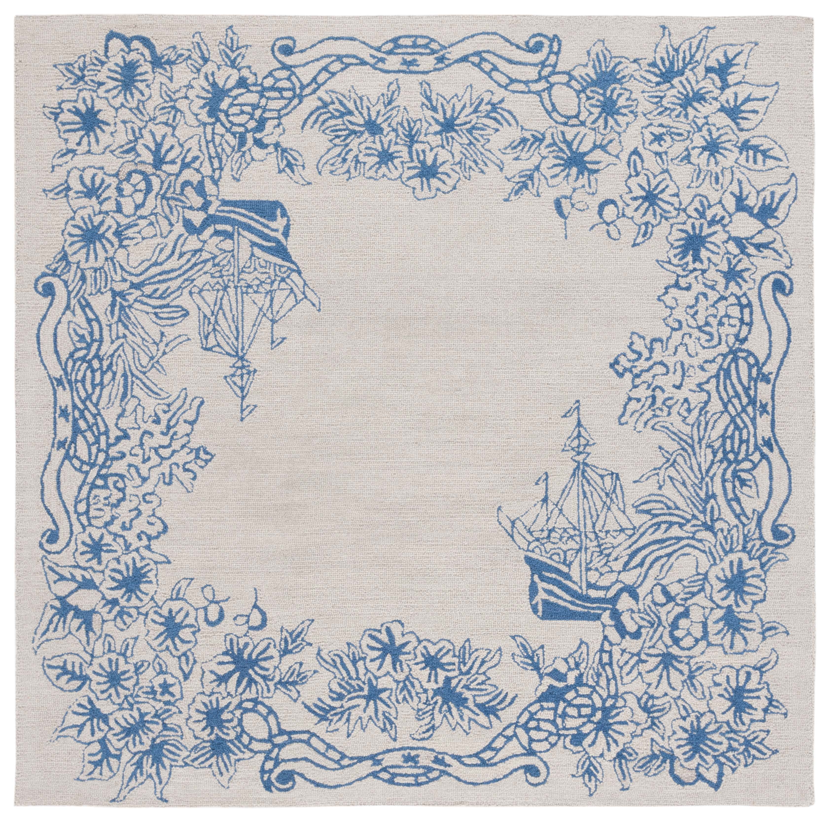 Safavieh Chelsea Chauncey Floral Area Rug, Blue/Gray, 6' x 6' Square