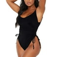 thumbnail image 4 of Hessimy Women's Ruched High Cut One Piece Swimsuit Tummy Control Bathing Suit Monokini(Black,L), 4 of 6