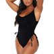 thumbnail image 3 of Gibobby Traje de baño de una pieza Traje de baño de corte fruncido Jumosuit Traje de baño Monokini para mujer(Negro,M), 3 of 4