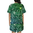 thumbnail image 6 of Rateoe Green Disco Lights Pattern Women's Short-Sleeved Pajama Set - 2 Piece Soft and Lightweight Sleepwear Set-XX-Large, 6 of 7