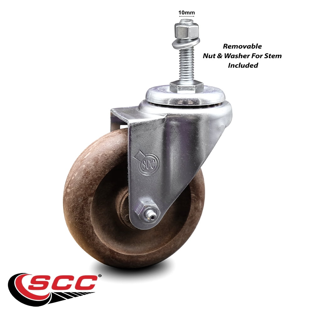 High Temp Glass Filled Nylon Swivel Threaded Stem Caster w/4" x 1.25