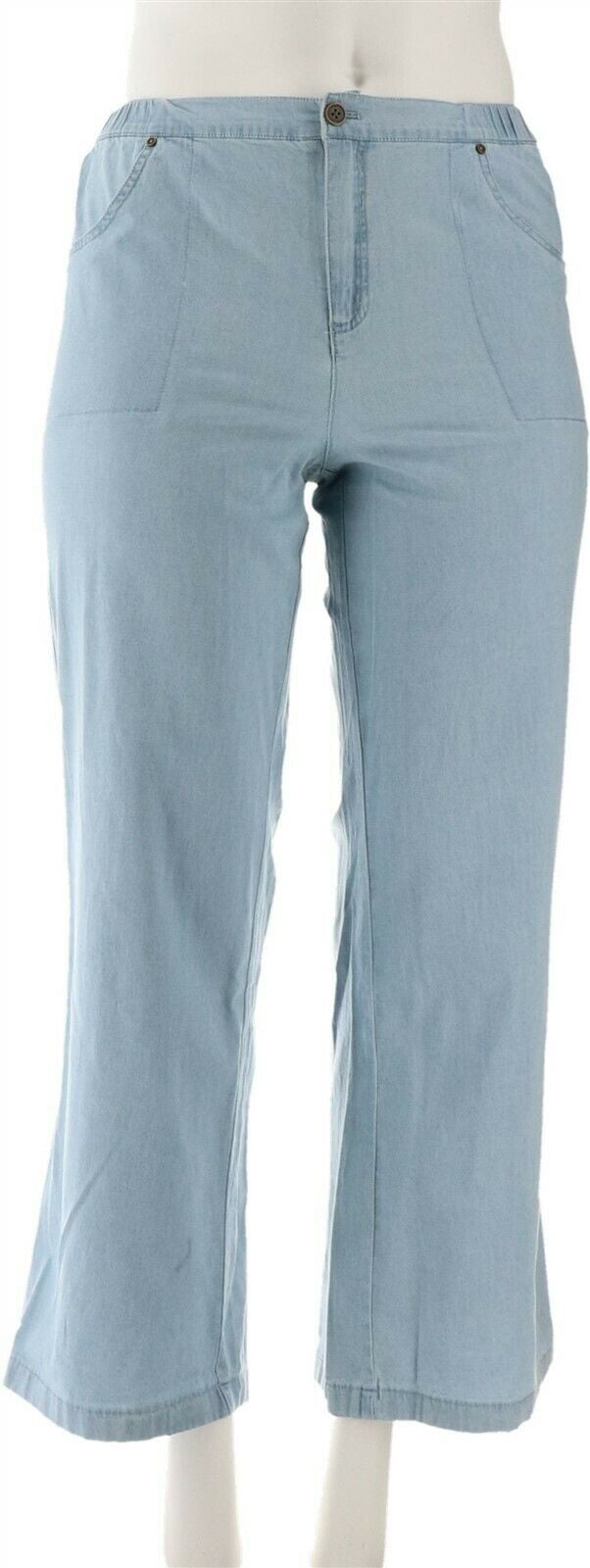 Co Stretch Wide Leg Chambray Pants 